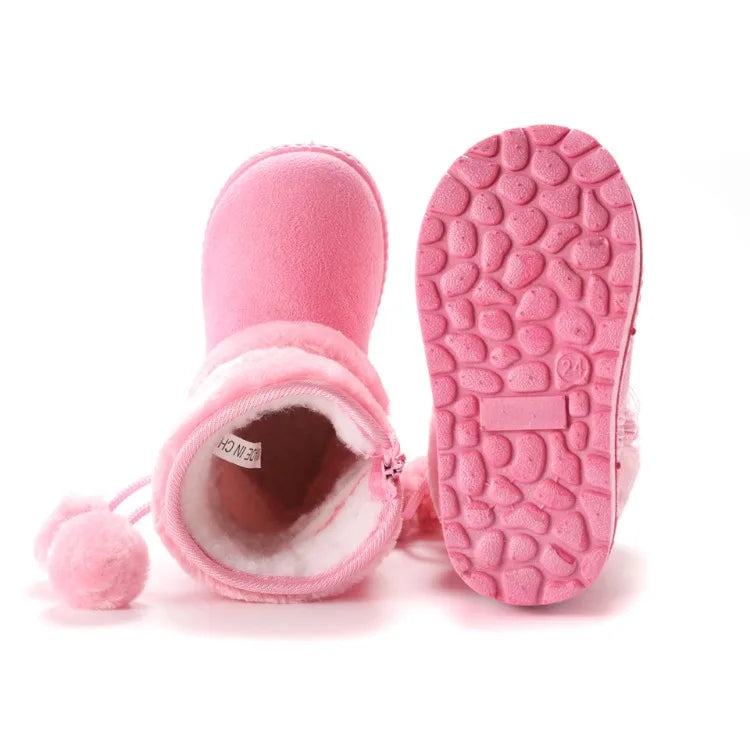Cozy & Cute Boots with Fluffy Pom-Poms