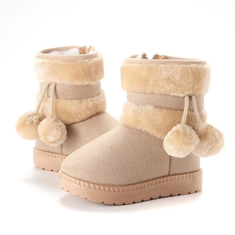 Cozy & Cute Boots with Fluffy Pom-Poms