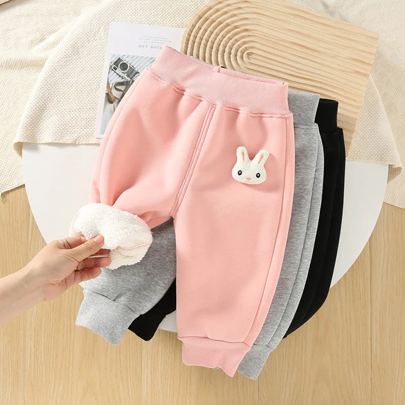 Baby Girls' Fleece-Lined Cotton Pants
