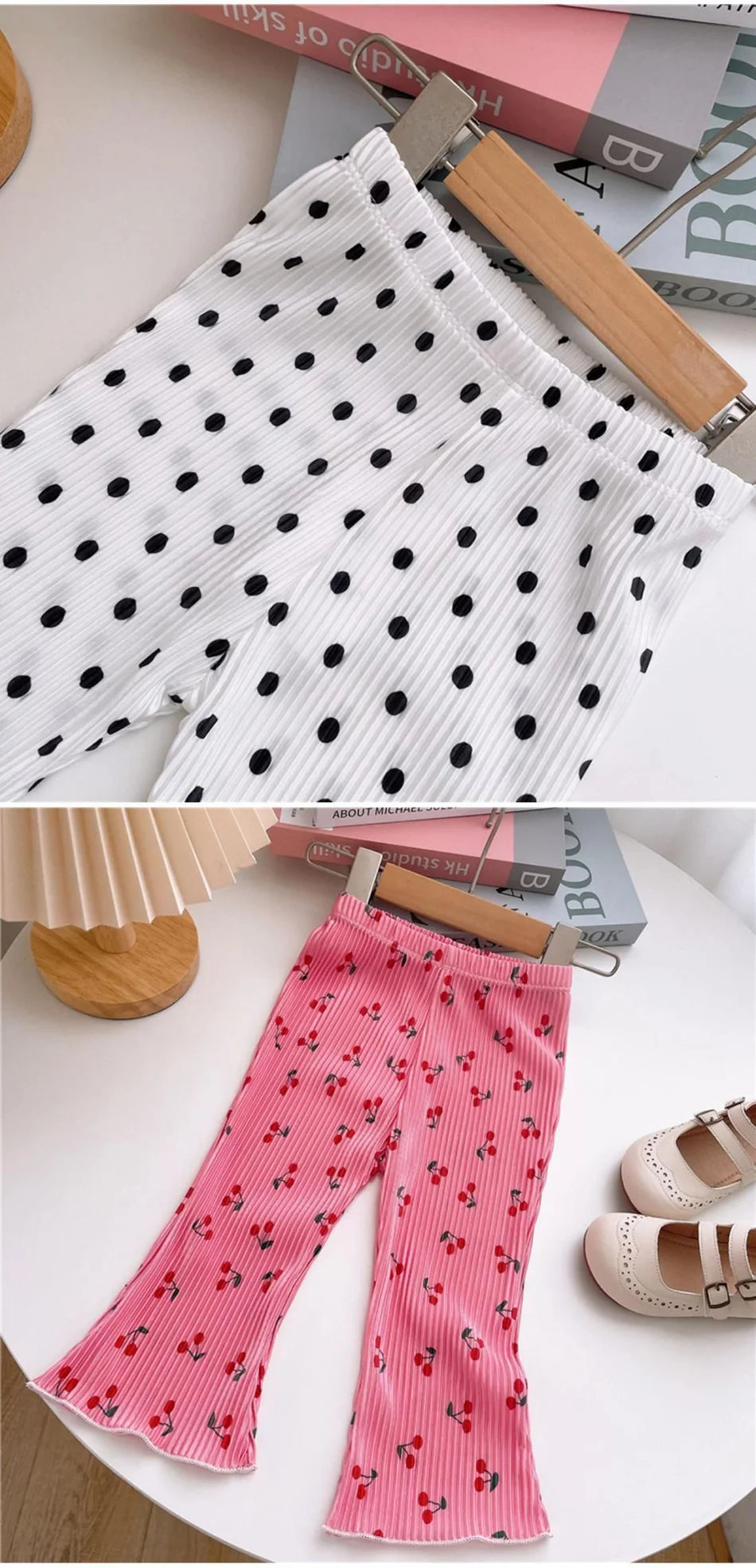Girls' Floral Polka Dot Flared Pants