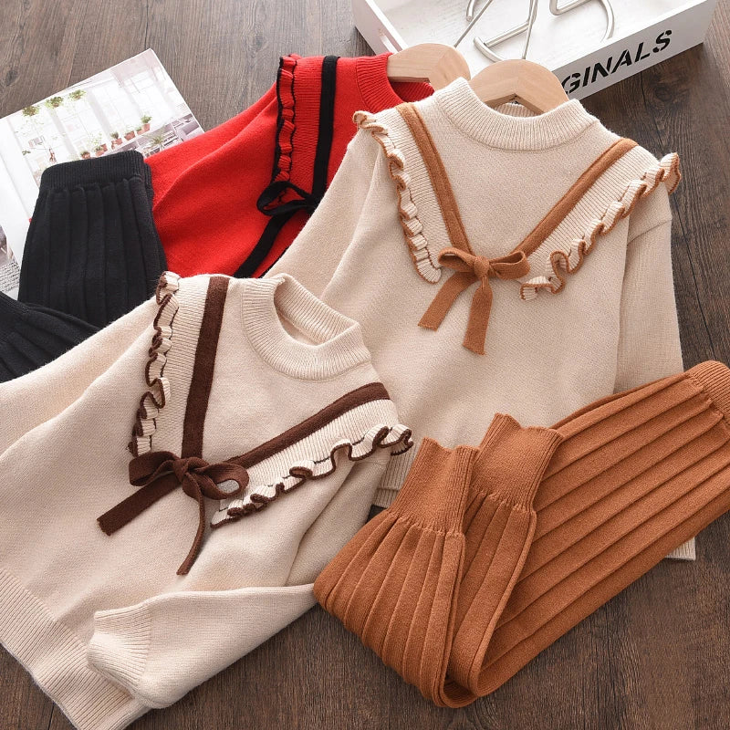Baby Girls' Knitted Sweater & Pants Set