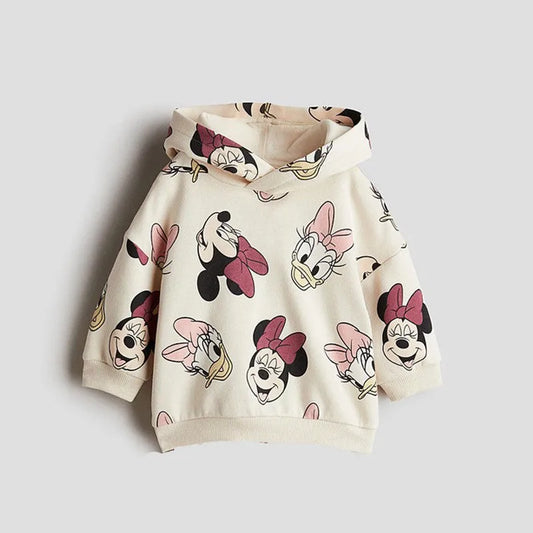 Girls Cartoon Print Hooded Sweatshirt