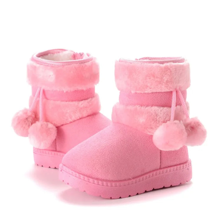 Cozy & Cute Boots with Fluffy Pom-Poms