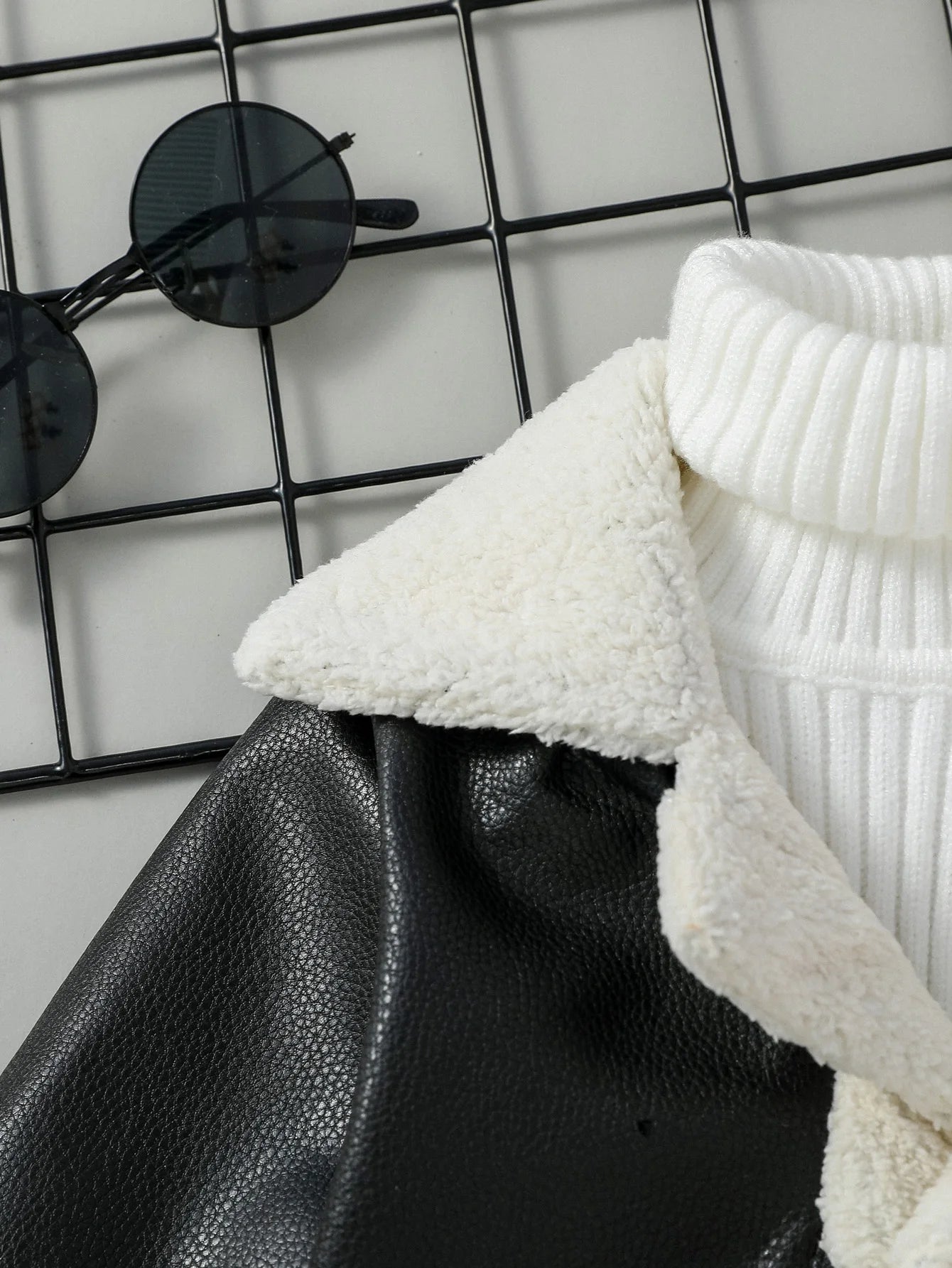 Baby Black Leather Coat