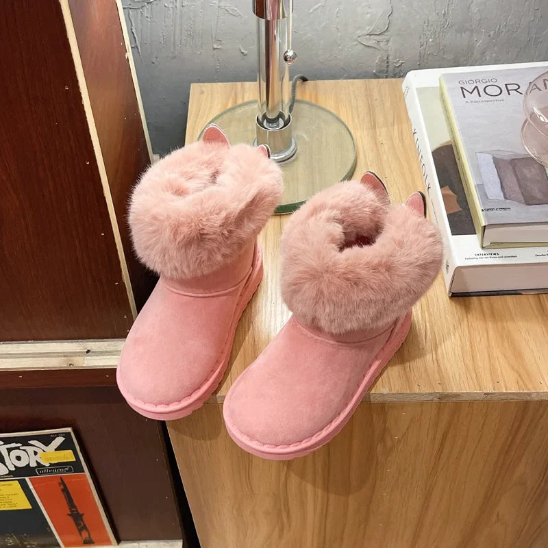 Kids Genuine Cowhide Snow Boots