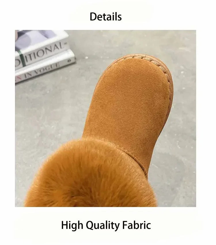 Kids Genuine Cowhide Snow Boots