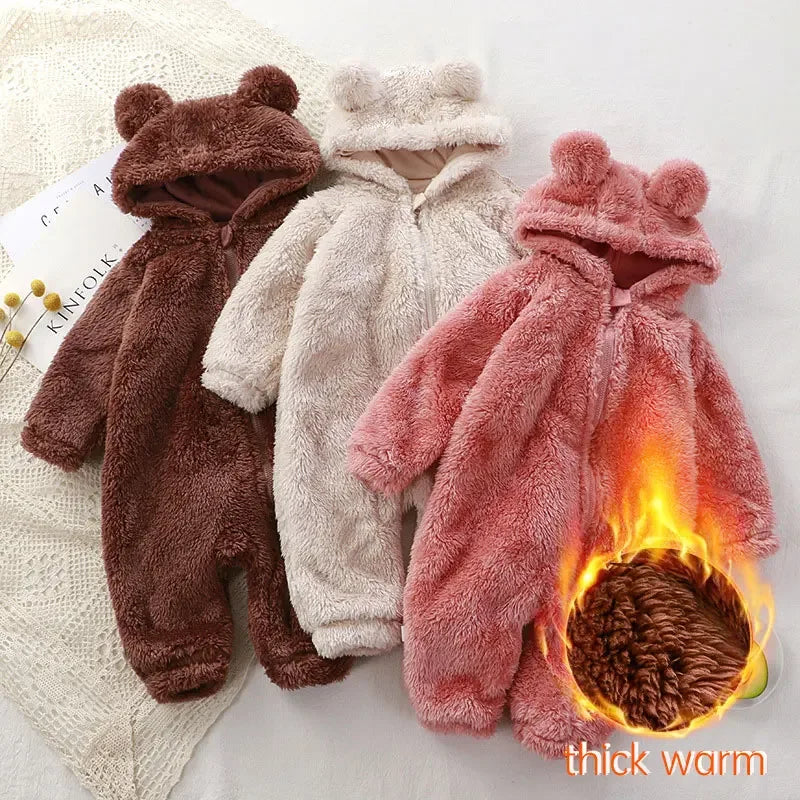 Adorable Bear-Shaped Baby Hoodie Romper