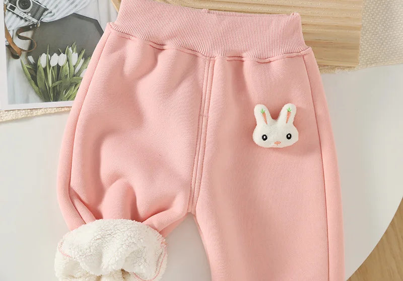 Baby Girls' Fleece-Lined Cotton Pants