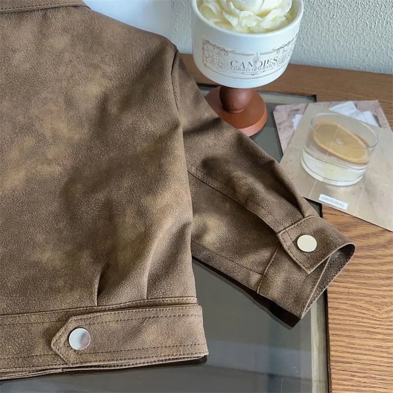 Kids' Vintage Biker Leather Jacket