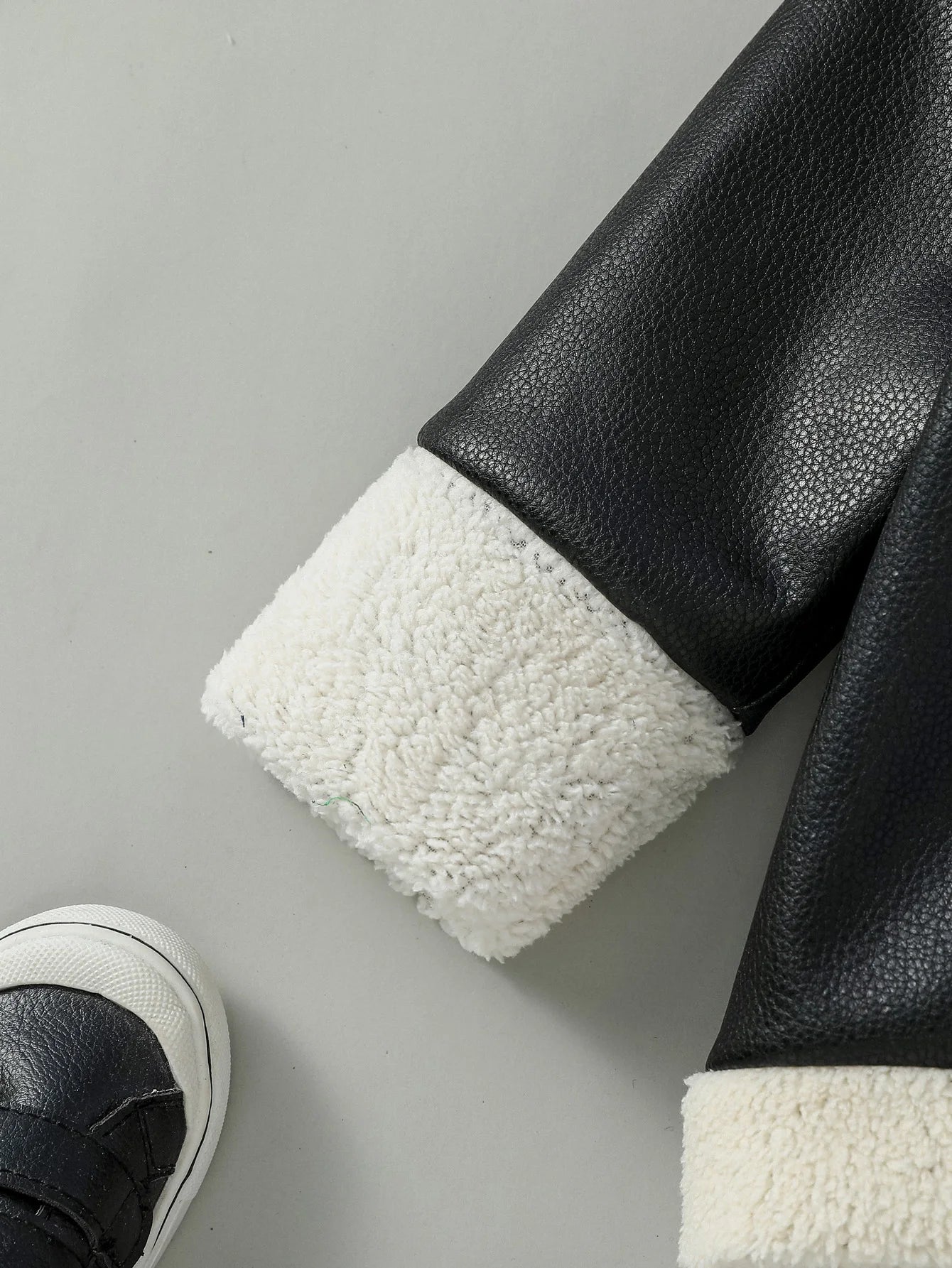 Baby Black Leather Coat