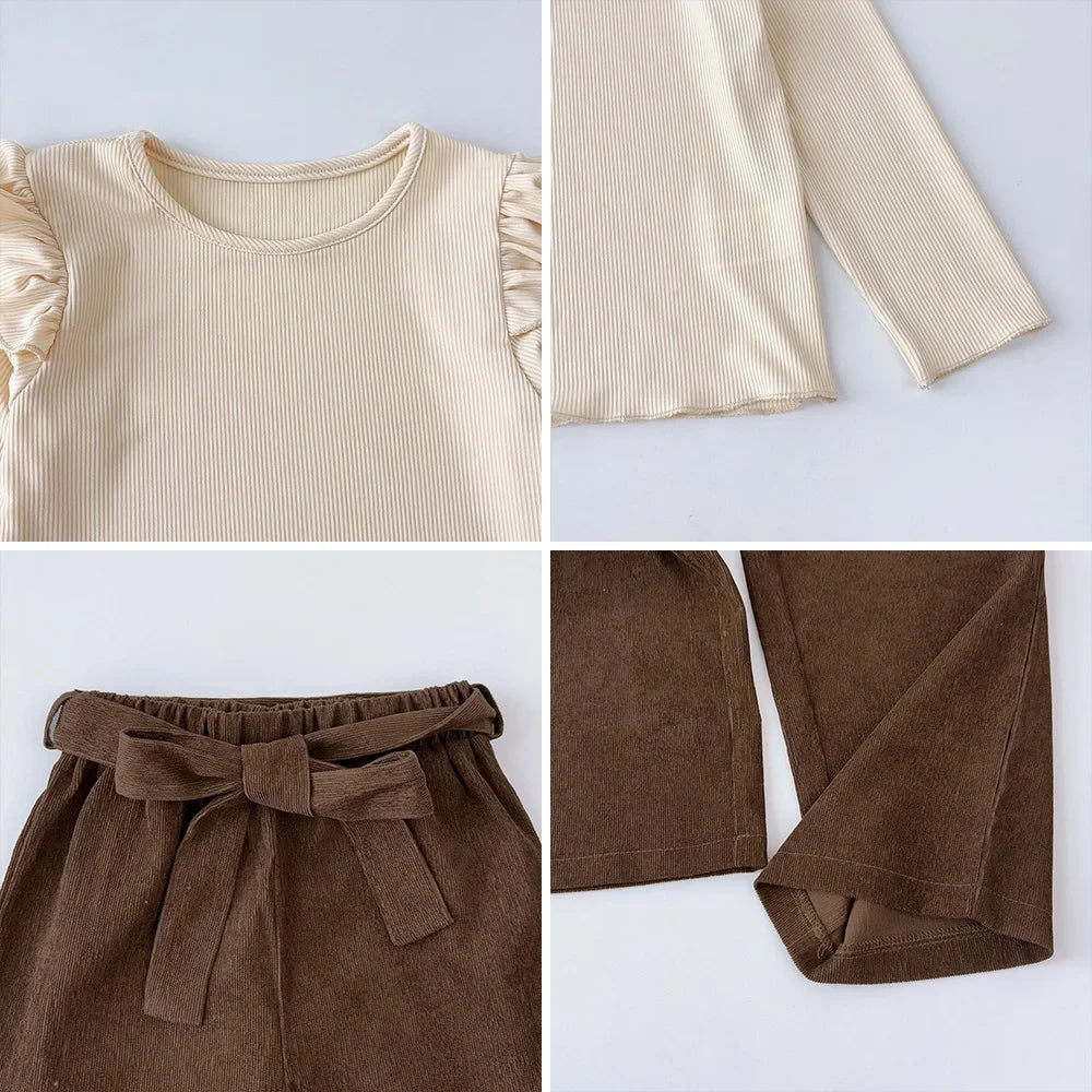 Long Sleeve Top & Brown Pants Set
