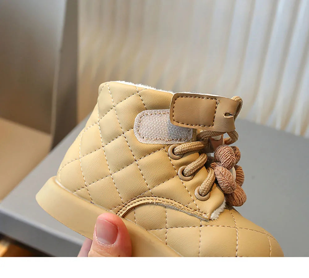 Winter Plaid Snow Boots for Little Girls