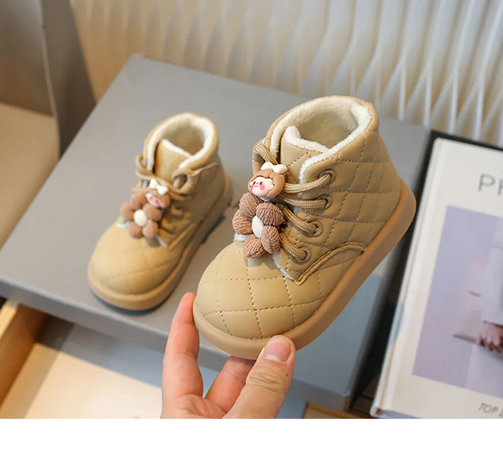 Winter Plaid Snow Boots for Little Girls