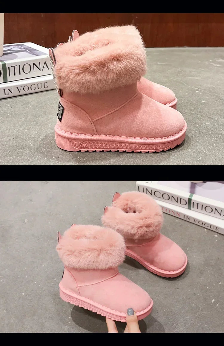 Kids Genuine Cowhide Snow Boots