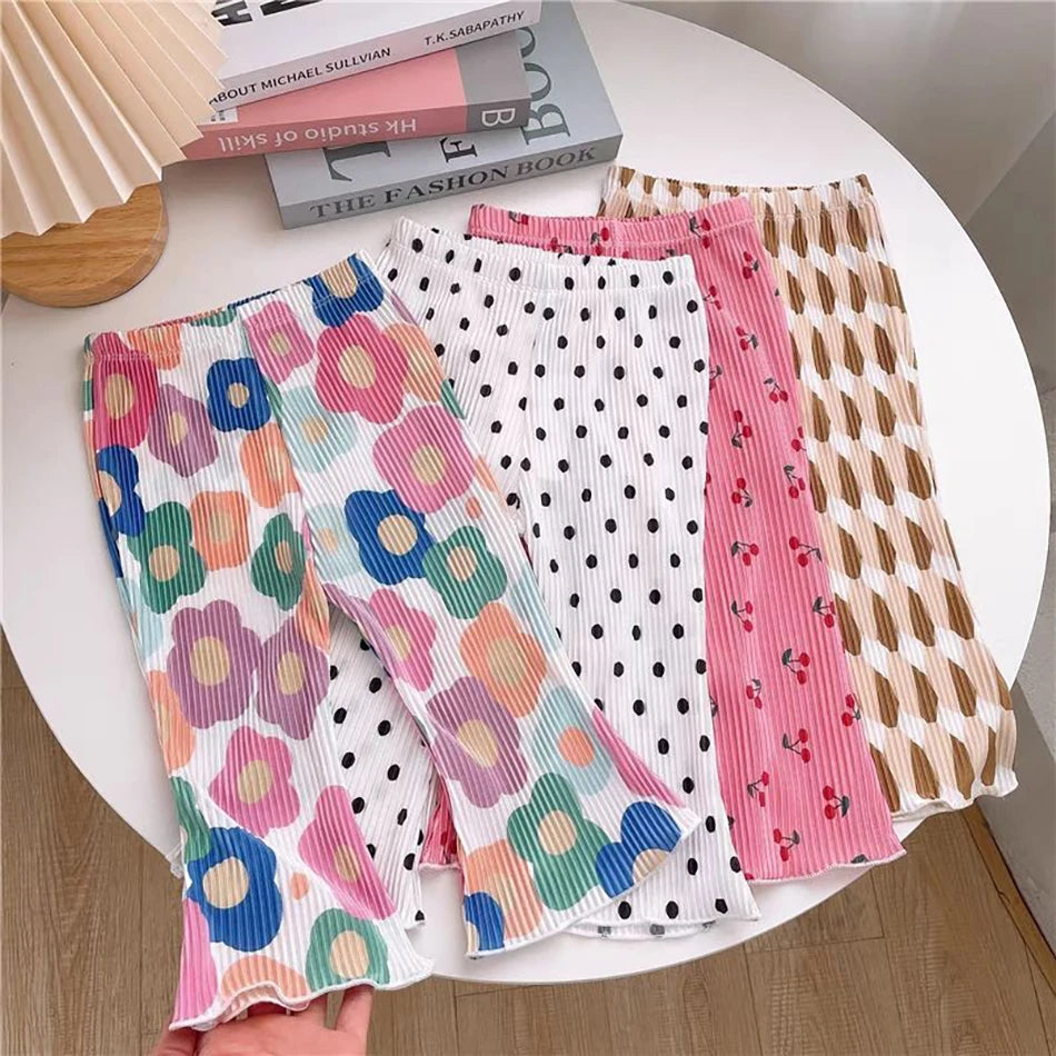 Girls' Floral Polka Dot Flared Pants