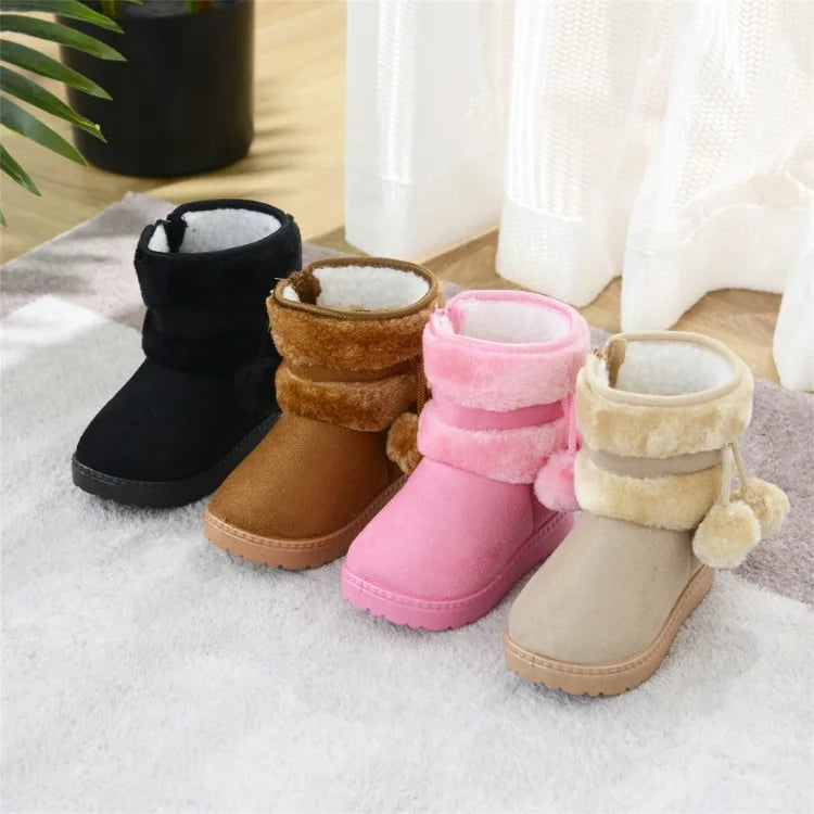 Cozy & Cute Boots with Fluffy Pom-Poms