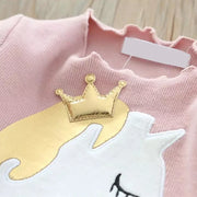 Baby Girl Cute Unicorn Dresses Summer Knitted Girls Dress Christmas Party Star Mesh Princess Dress Children Clothing