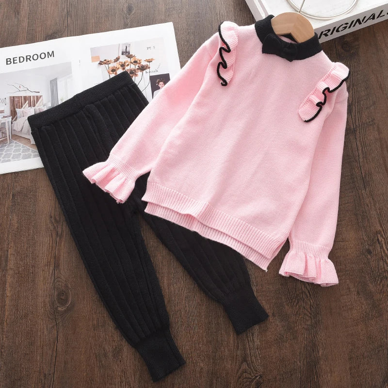 Baby Girls' Knitted Sweater & Pants Set