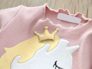 Baby Girl Cute Unicorn Dresses Summer Knitted Girls Dress Christmas Party Star Mesh Princess Dress Children Clothing