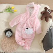 Adorable Plush Baby Hooded Romper