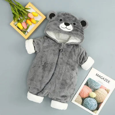 Warm Hooded Romper For Infants