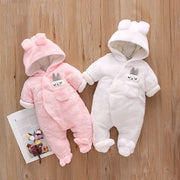 Adorable Plush Baby Hooded Romper
