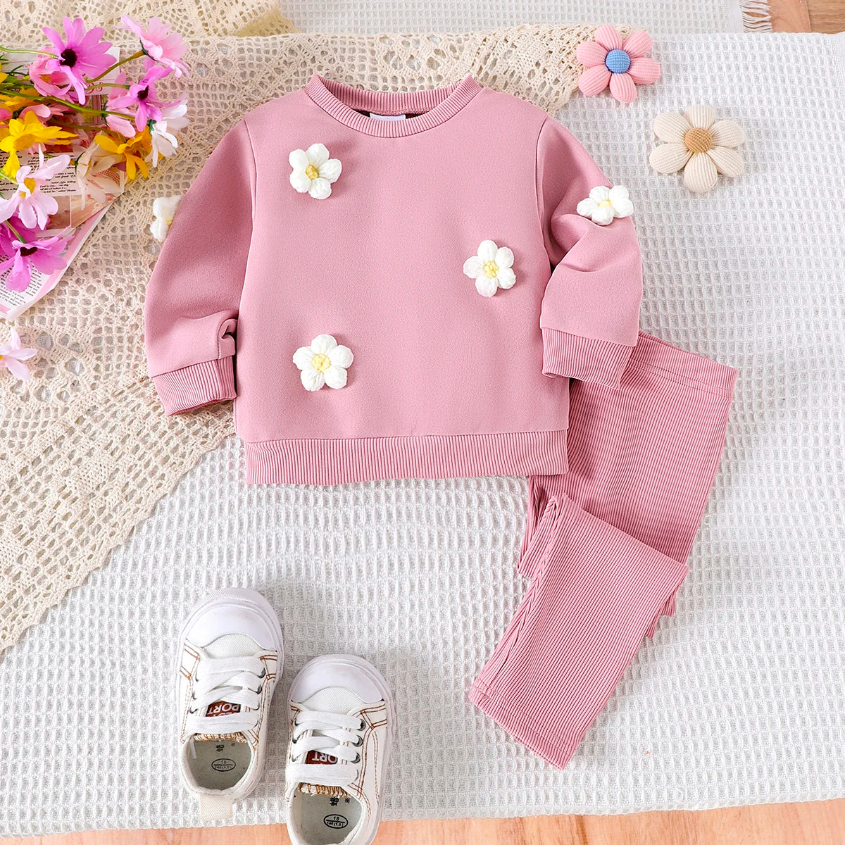Baby Girls' Pink Flower  Pants Set