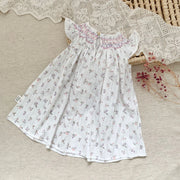 Smocked Ruffles Lace Girls Summer Beach Dress