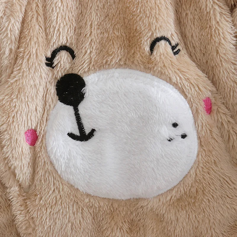 Adorable Plush Baby Hooded Romper