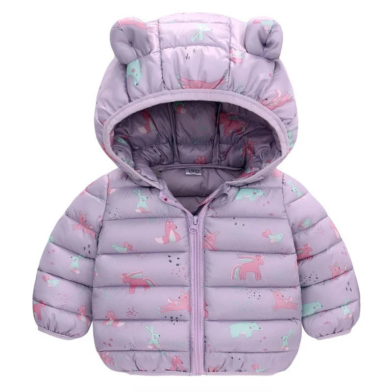 Kids' Dinosaur Hooded Down Jacket