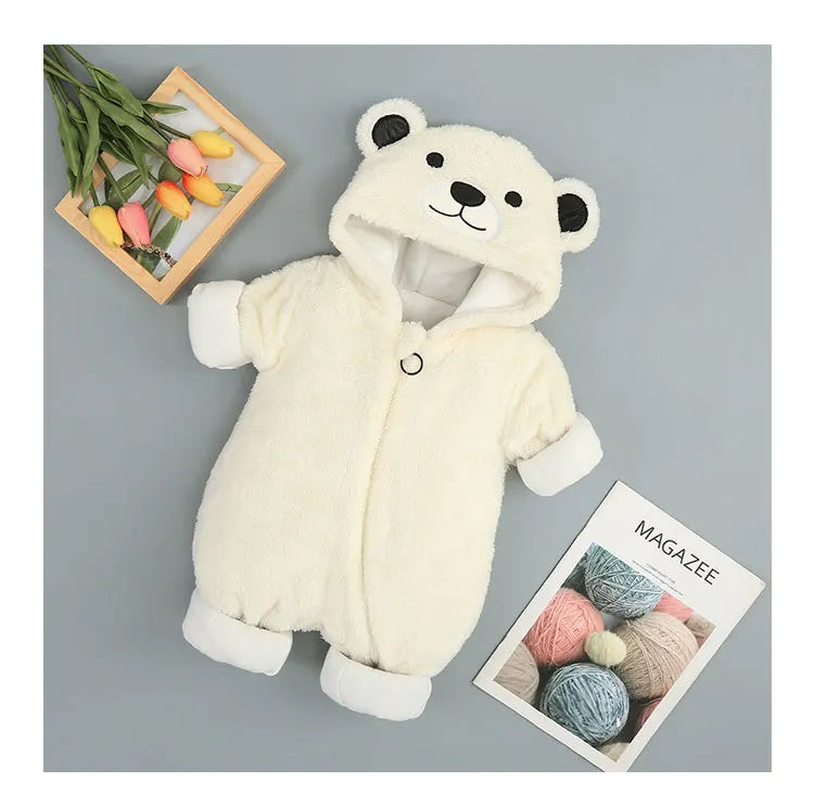 Warm Hooded Romper For Infants