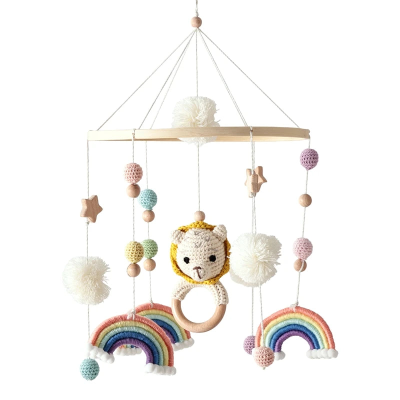 Wooden Crib Mobile Baby Bed Bell Rattle Toy