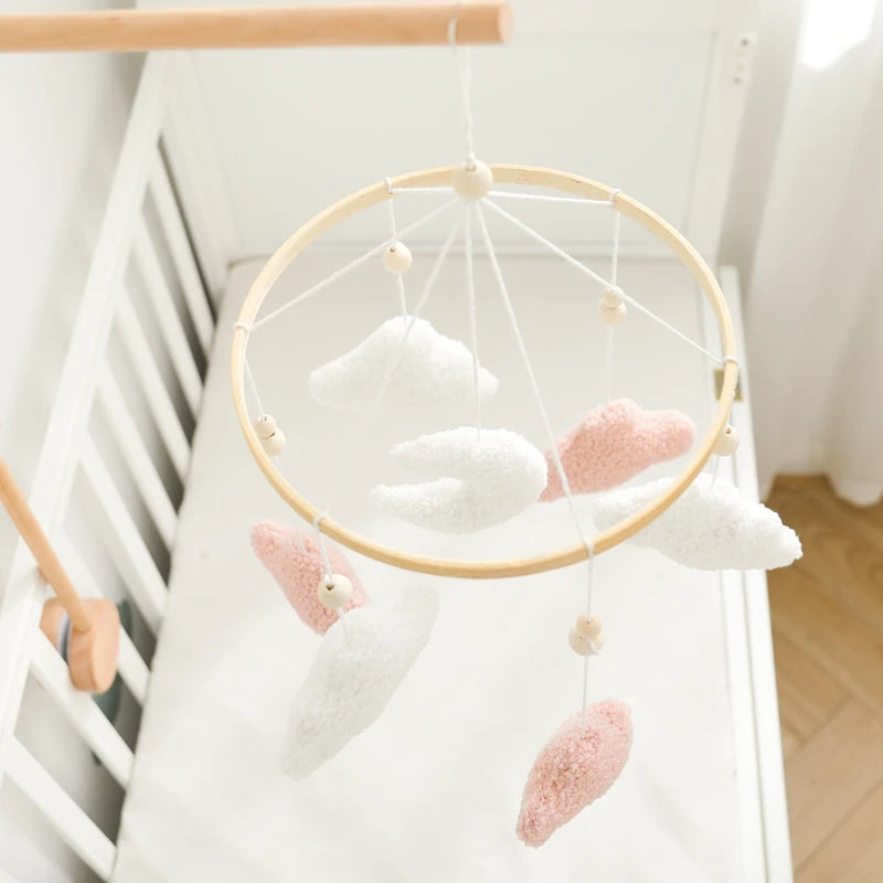 Wooden Crib Mobile Baby Bed Bell Rattle Toy