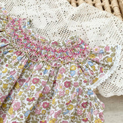 Smocked Ruffles Lace Girls Summer Beach Dress