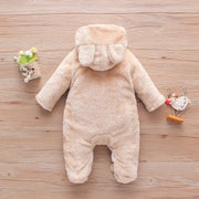 Adorable Plush Baby Hooded Romper