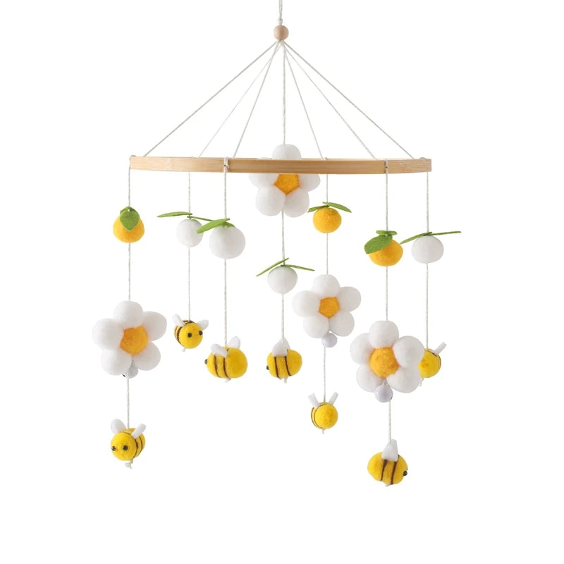 Wooden Crib Mobile Baby Bed Bell Rattle Toy