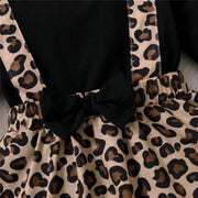 Newborn Baby Girl Leopard Print Dress Onesie with Bow