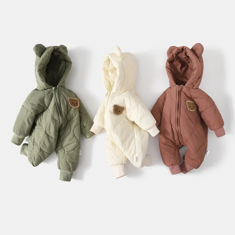 ﻿Fur-Lined Cartoon Bear Jumpsuit Hoodie