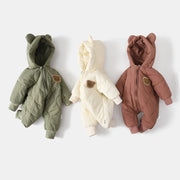 ﻿Fur-Lined Cartoon Bear Jumpsuit Hoodie
