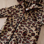 Cozy Leopard Baby Hooded Romper