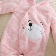 Adorable Plush Baby Hooded Romper