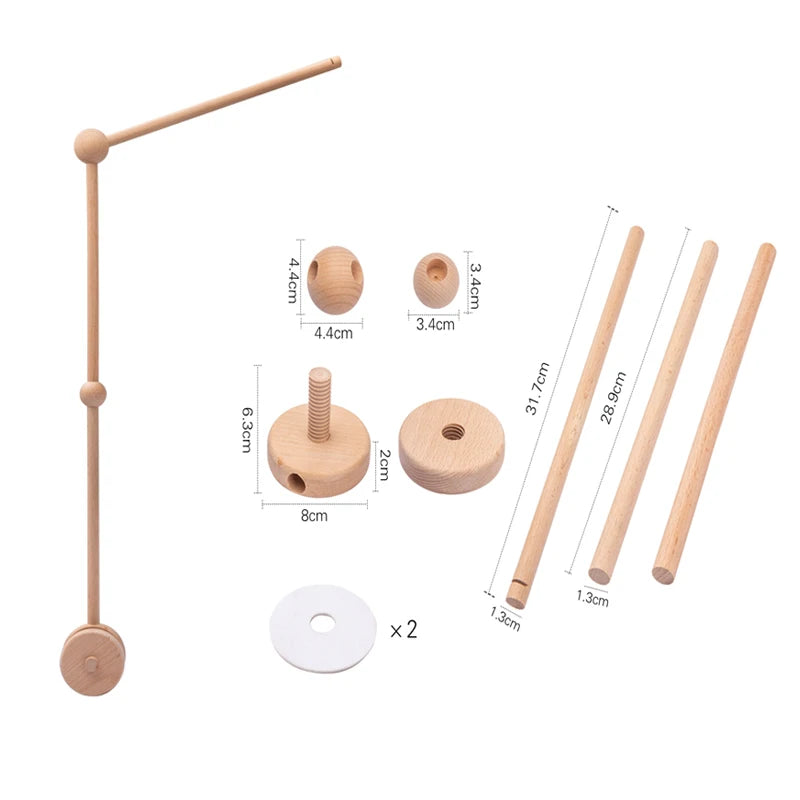 Wooden Crib Mobile Baby Bed Bell Rattle Toy