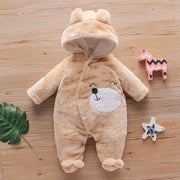 Adorable Plush Baby Hooded Romper