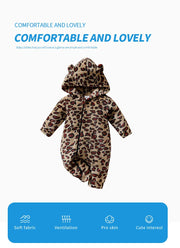 Cozy Leopard Baby Hooded Romper