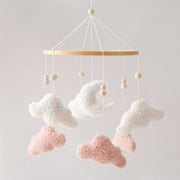 Wooden Crib Mobile Baby Bed Bell Rattle Toy Soft Felt Cartoon Bear Mobile bracket Newborn Music Box Bed Bell Hanging Bracket Toy