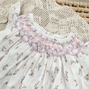 Smocked Ruffles Lace Girls Summer Beach Dress