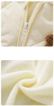 ﻿Fur-Lined Cartoon Bear Jumpsuit Hoodie