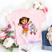 Fashion Kawaii Girls Pink Short-Sleeved T-Shirt