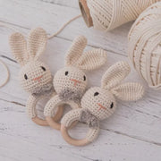 Baby Crochet Rattle Wooden Teether Toy BPA Free Wood Rodent Rabbit Rattle Baby Mobile Play Gym Newborn Educational Music Toys