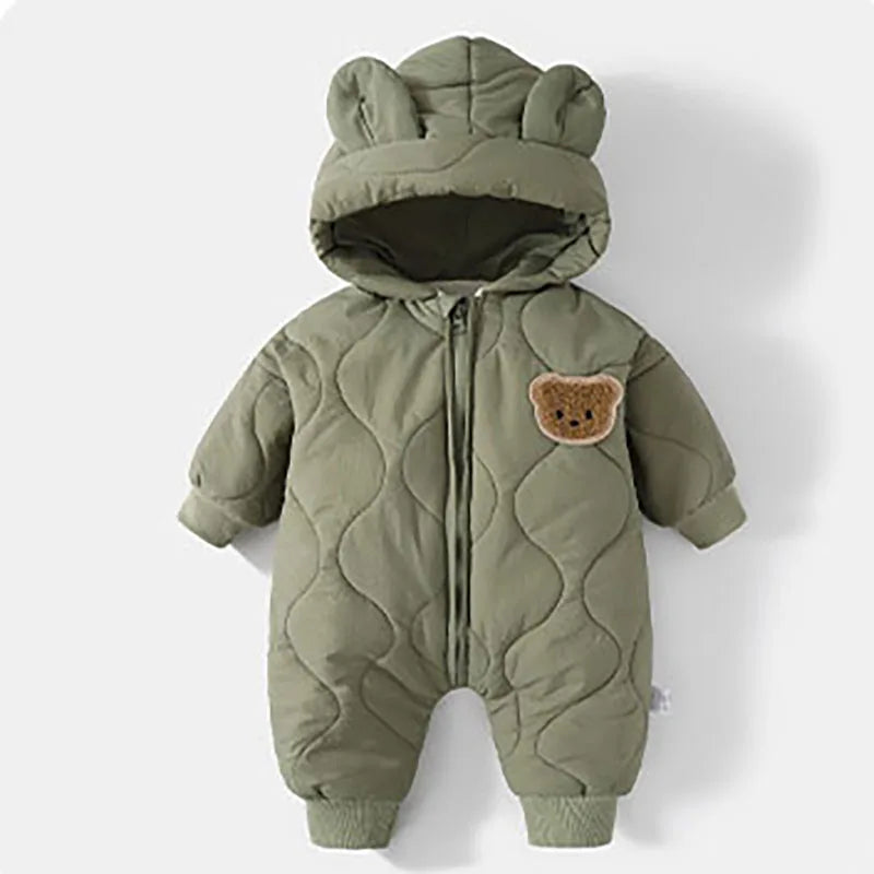 ﻿Fur-Lined Cartoon Bear Jumpsuit Hoodie